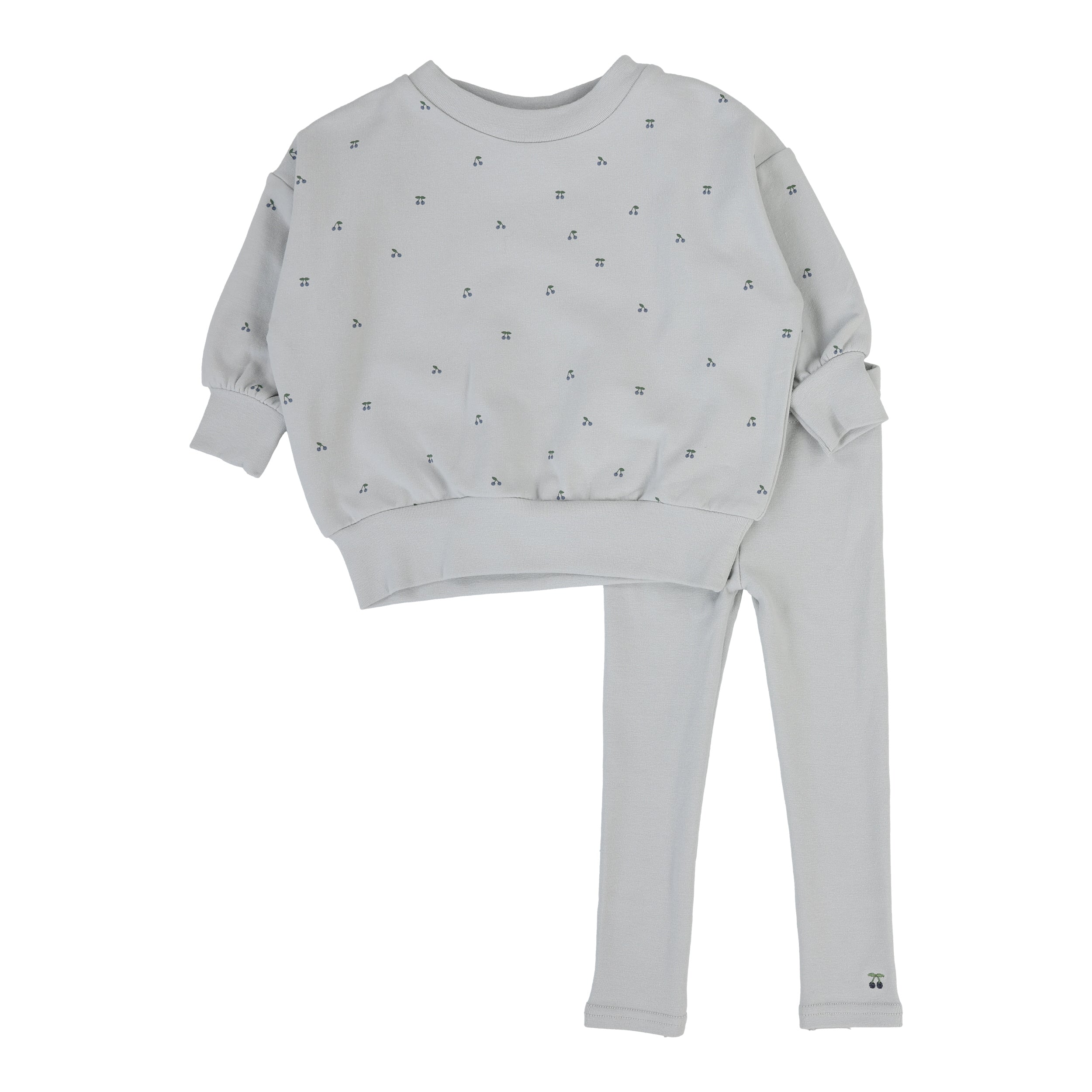 Cherry Print Set - Pale Blue