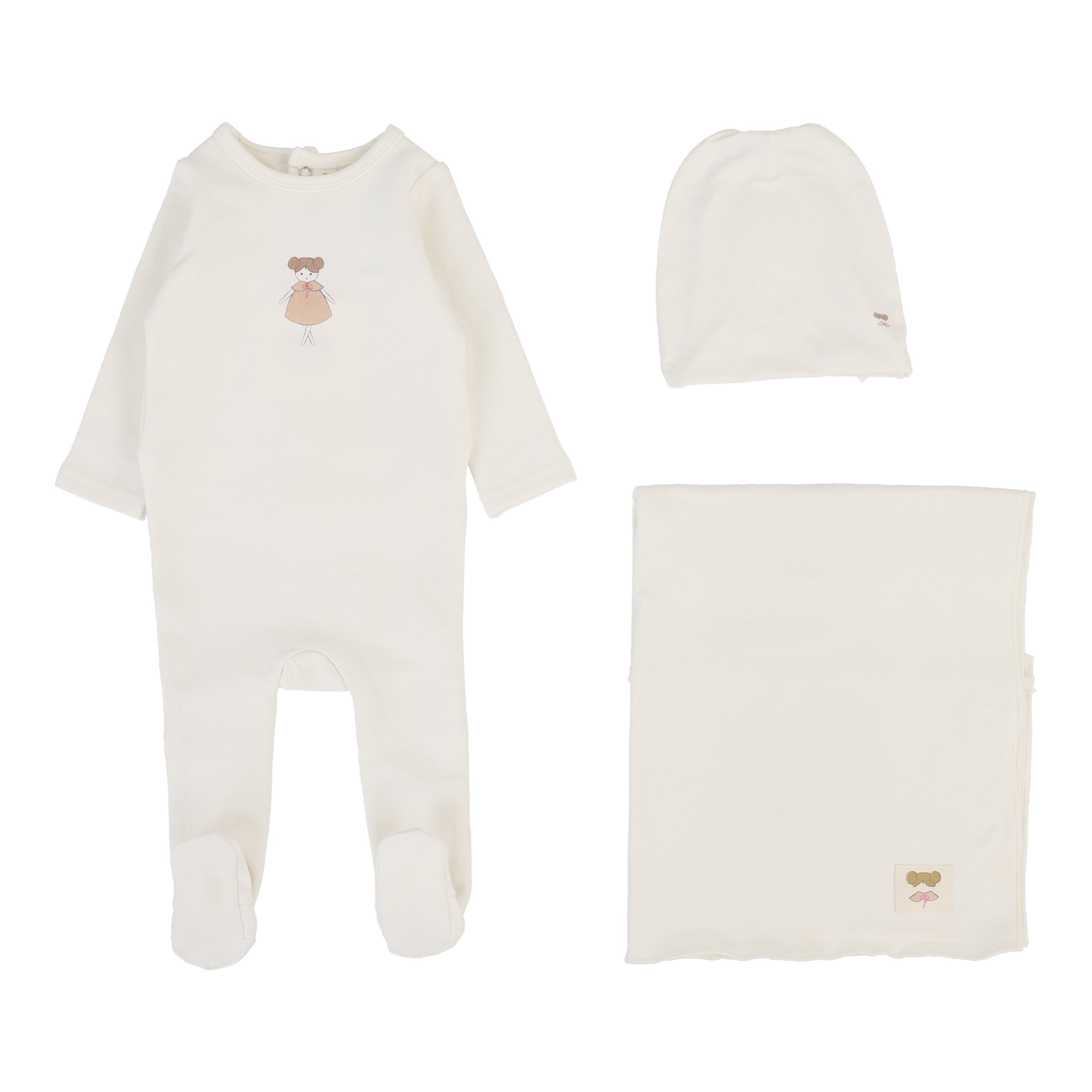 Graphic Layette Set - Cream/Doll