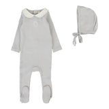 Emblem Embroidered Footie Set  - Pale Blue