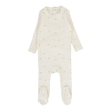 Printed Pointelle Footie - Cream/Pink Bow