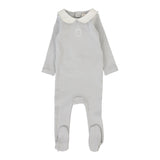 Emblem Embroidered Footie  - Pale Blue