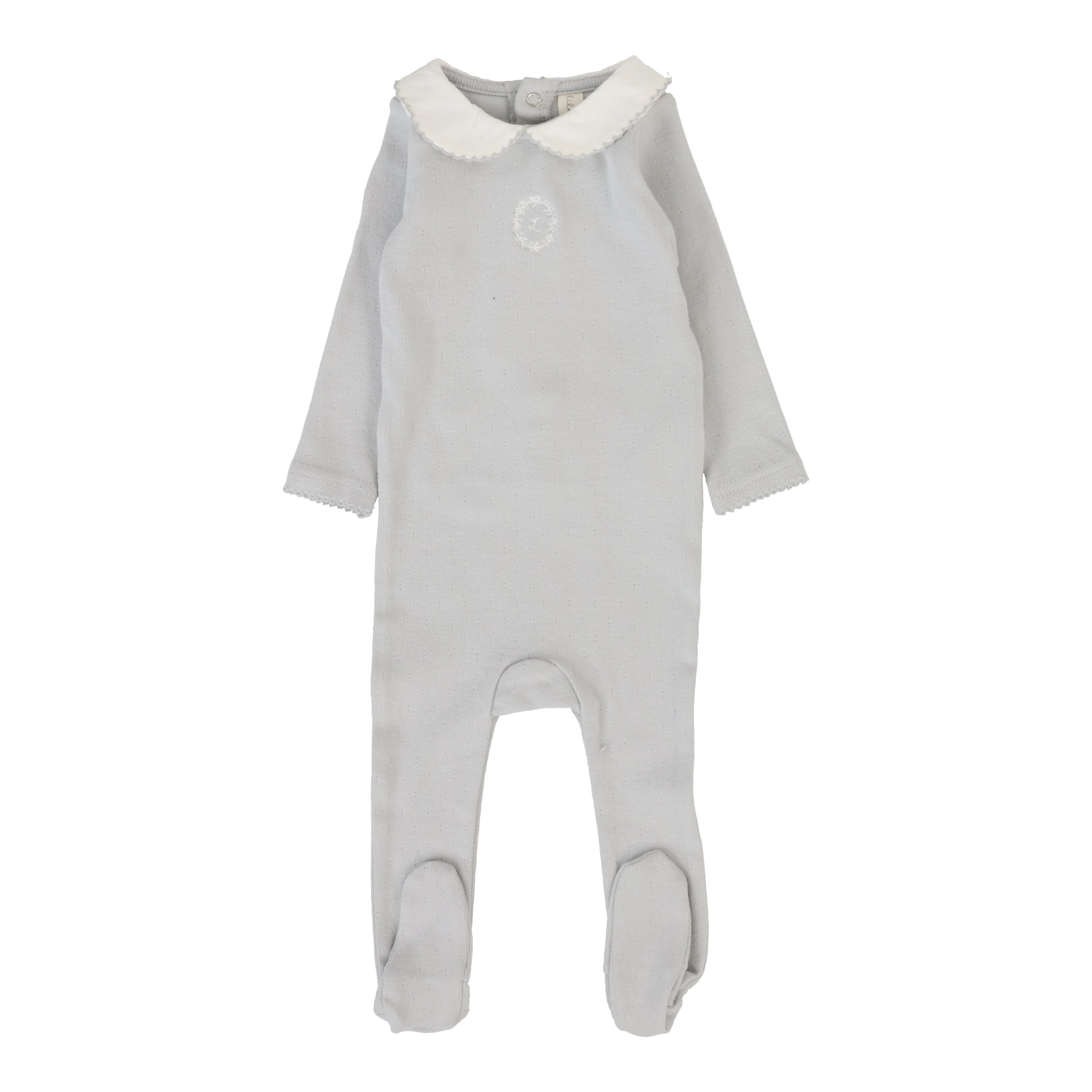 Emblem Embroidered Footie  - Pale Blue