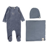 Velour Forest Graphic Layette Set  - Slate