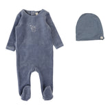 Velour Forest Graphic Footie Set  - Slate