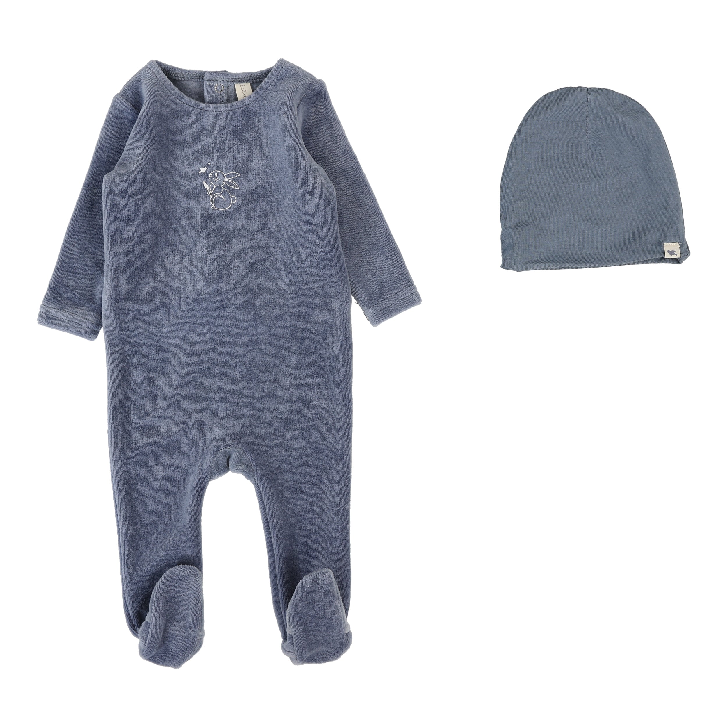 Velour Forest Graphic Footie Set  - Slate