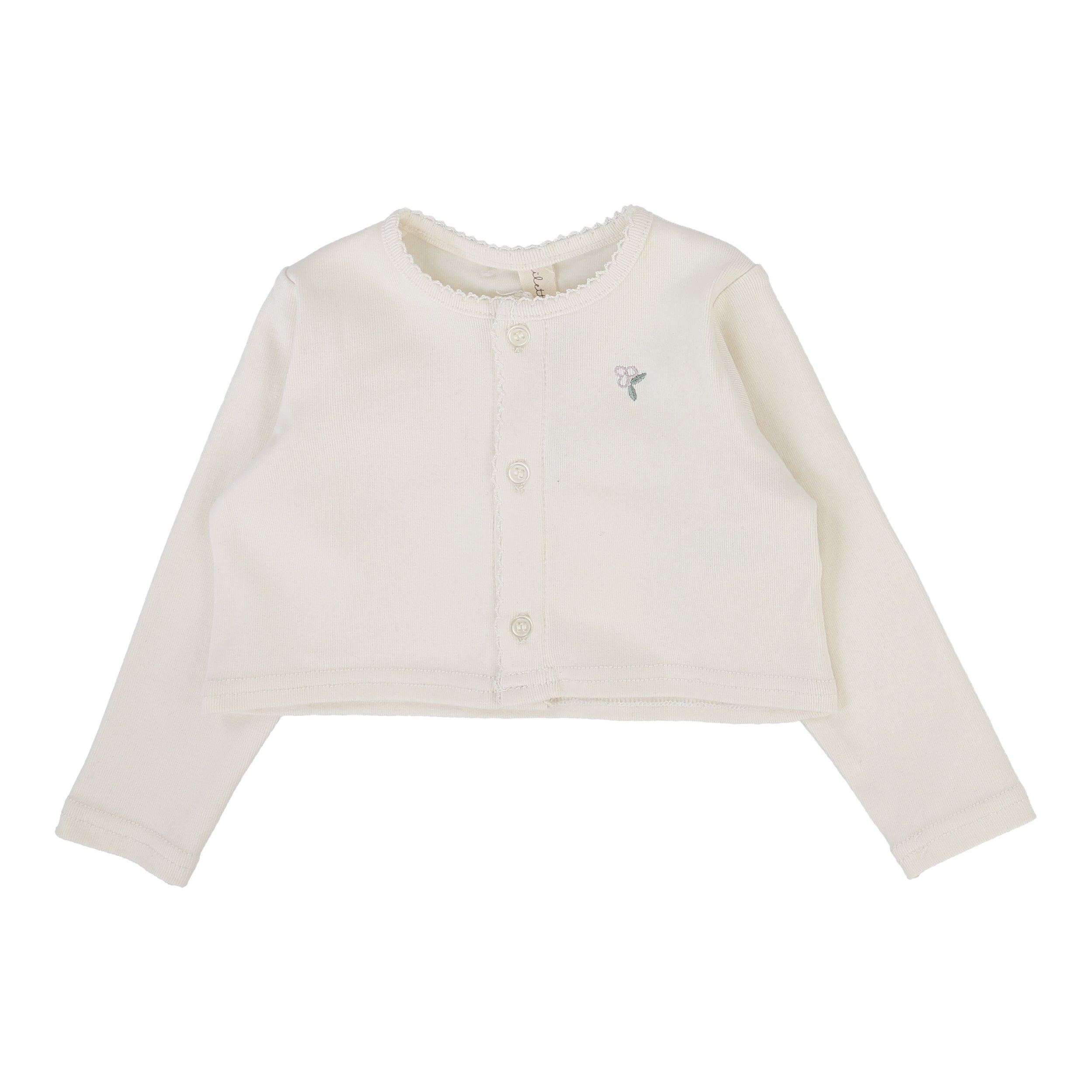 Embroidered Bud Cardigan - Cream/Pink