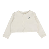 Embroidered Bud Cardigan - Cream/Blue
