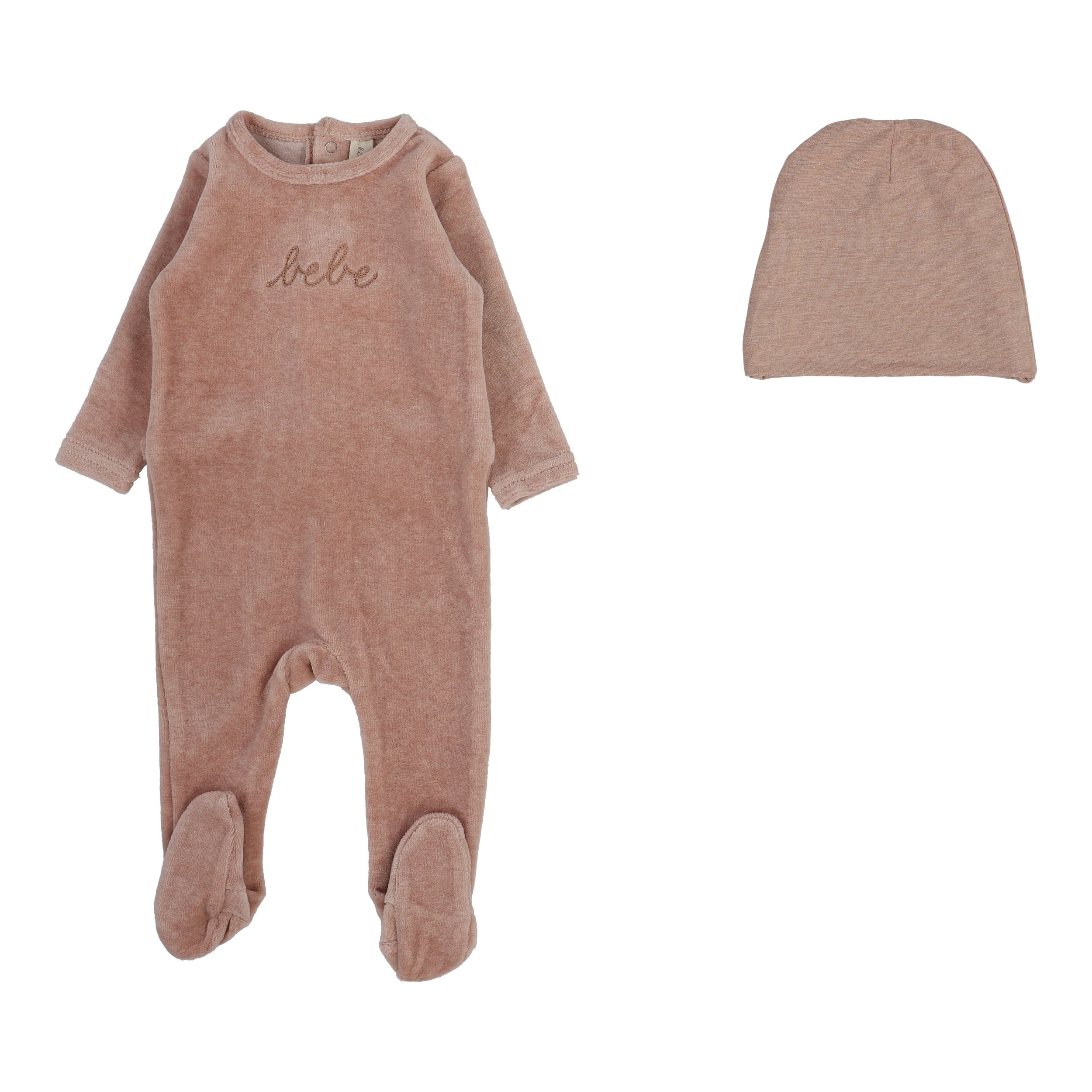 Velour Bebe Footie Set  - Heather Pink