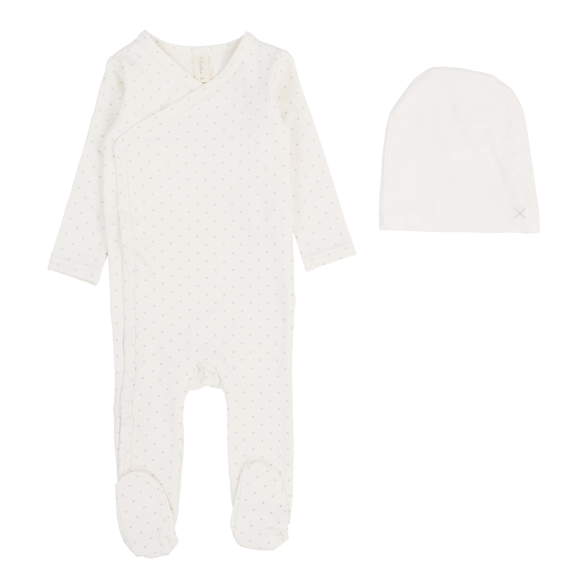 Take Me Home X Print Footie Set  - Cream/Blue