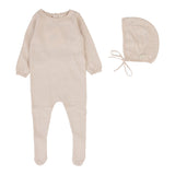 Dotty Knit Footie Set - Petal