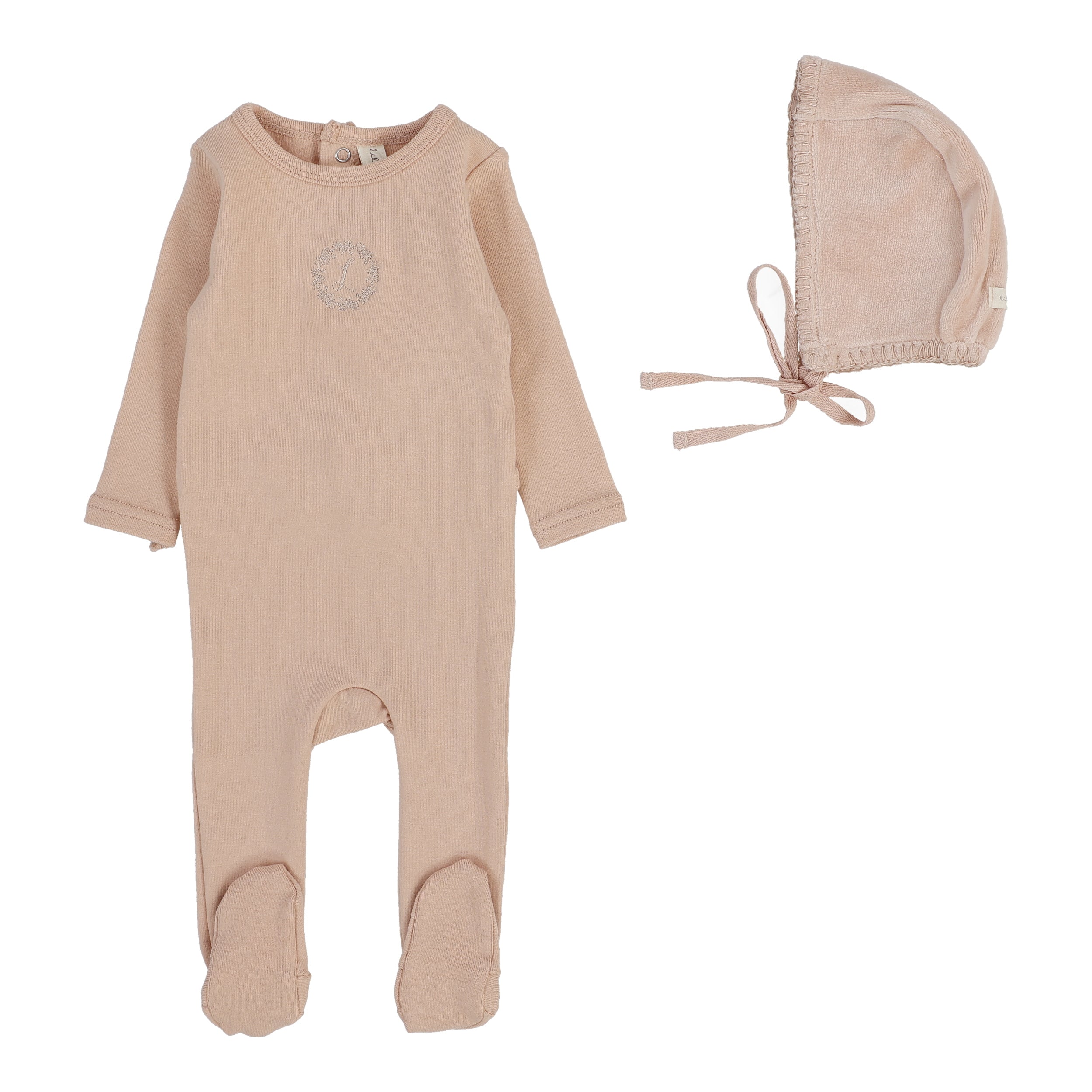 Velour Footie Set - Dusty Pink