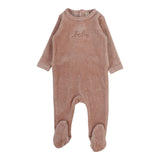 Velour Bebe Footie - Heather Pink