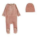 Velour Collar Footie Set  - Dusty Pink