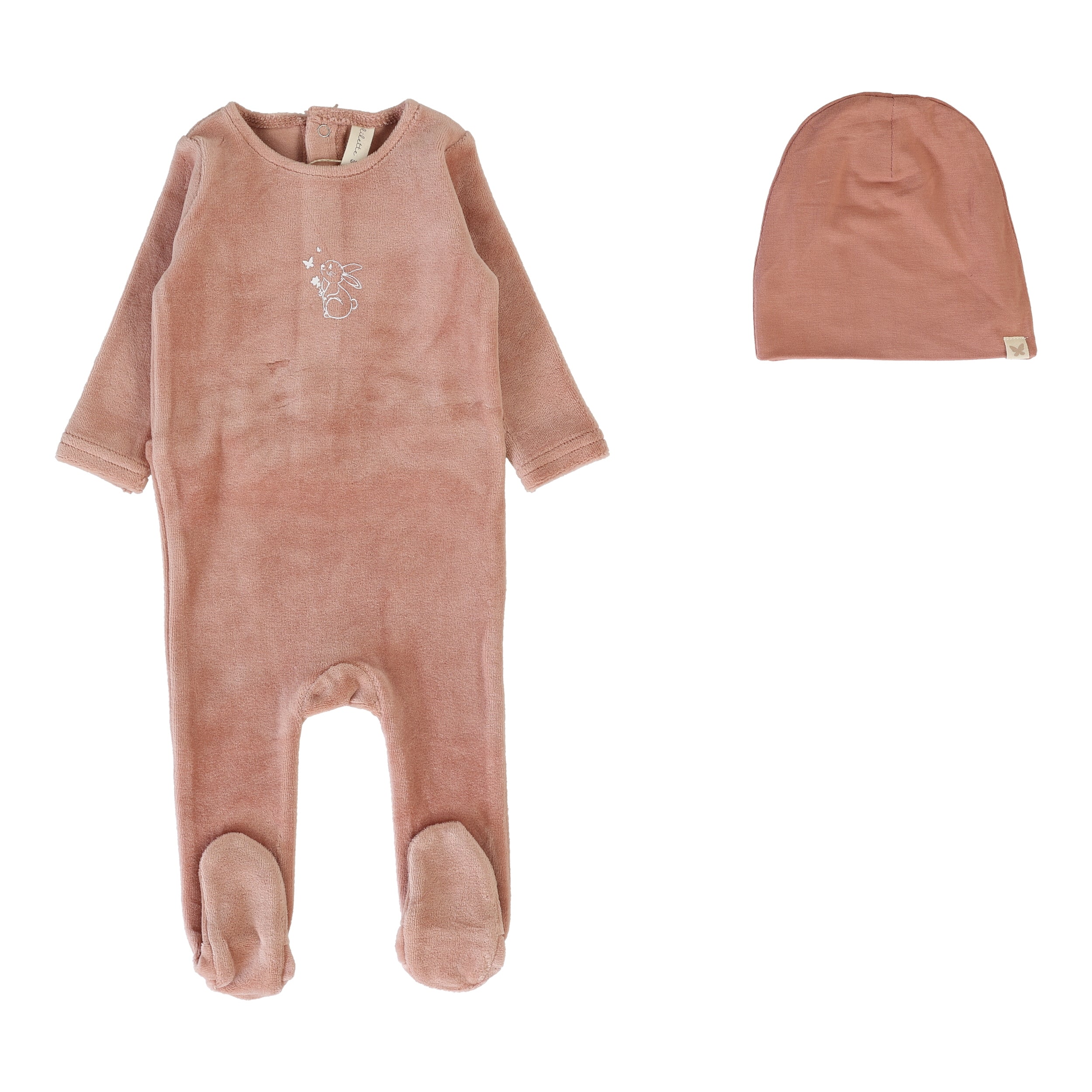 Velour Collar Footie Set  - Dusty Pink