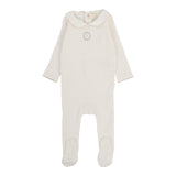 Emblem Embroidered Footie  - Cream/Pink
