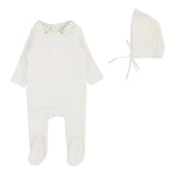 Velour Collar Footie Set  - Cream/Oat