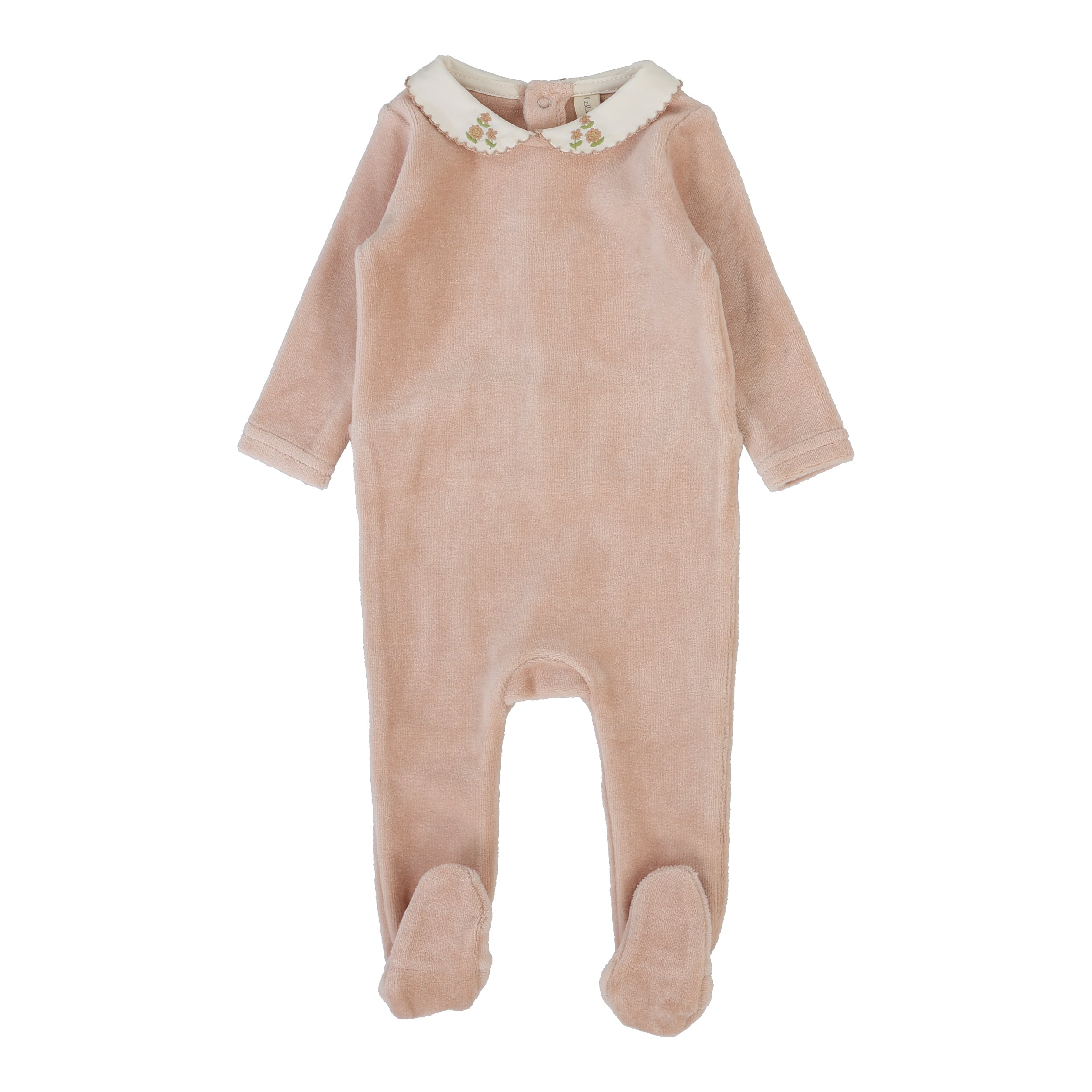 Velour Collar Footie - Dusty Pink