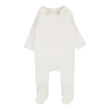 Velour Collar Footie - Cream/Oat