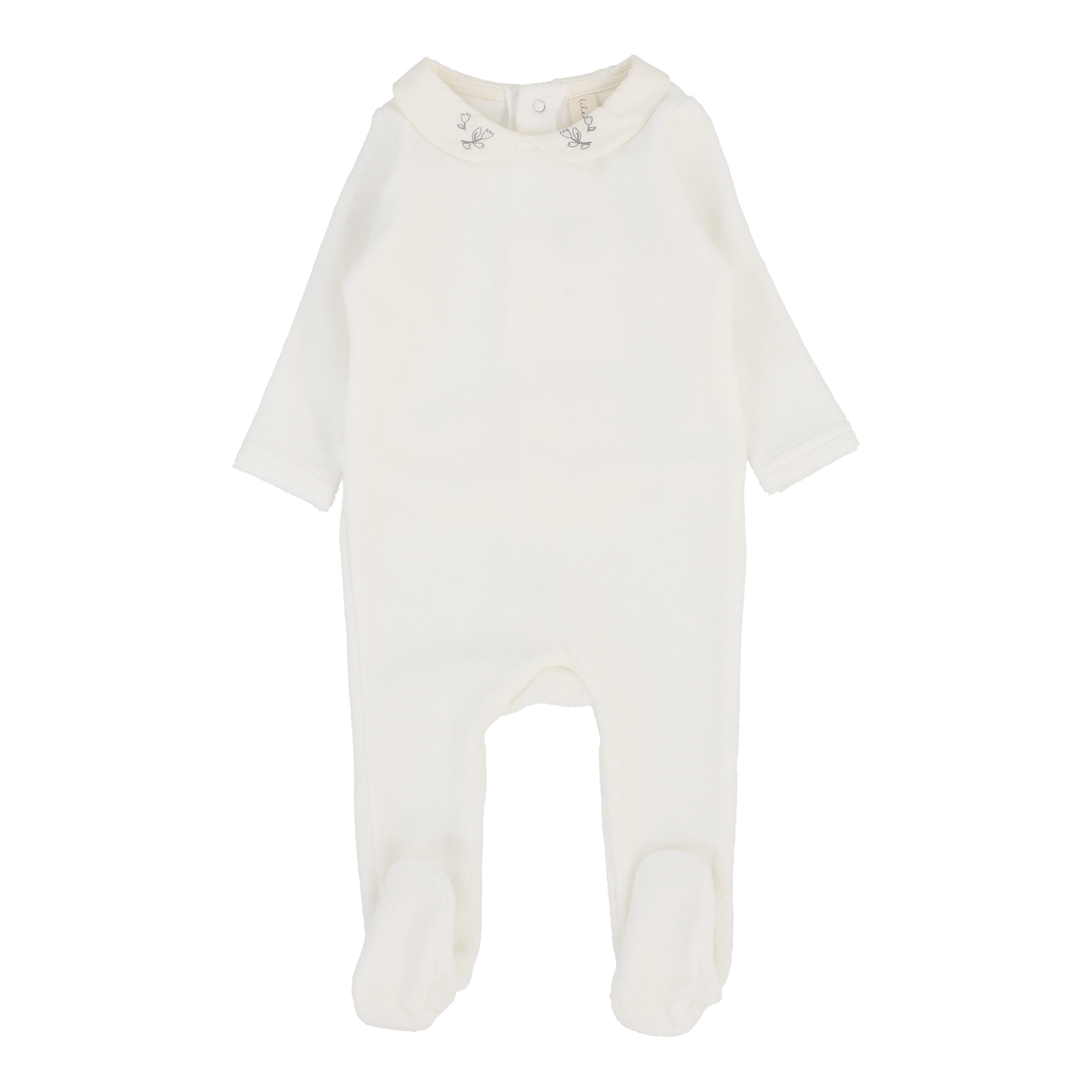 Velour Collar Footie - Cream/Oat