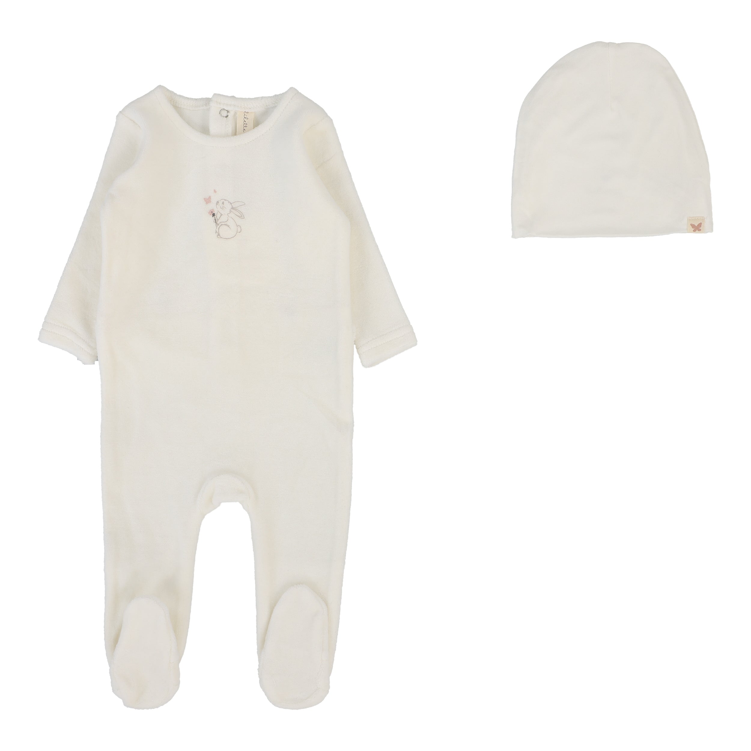 Velour Forest Graphic Footie Set  - Winter White/Pink