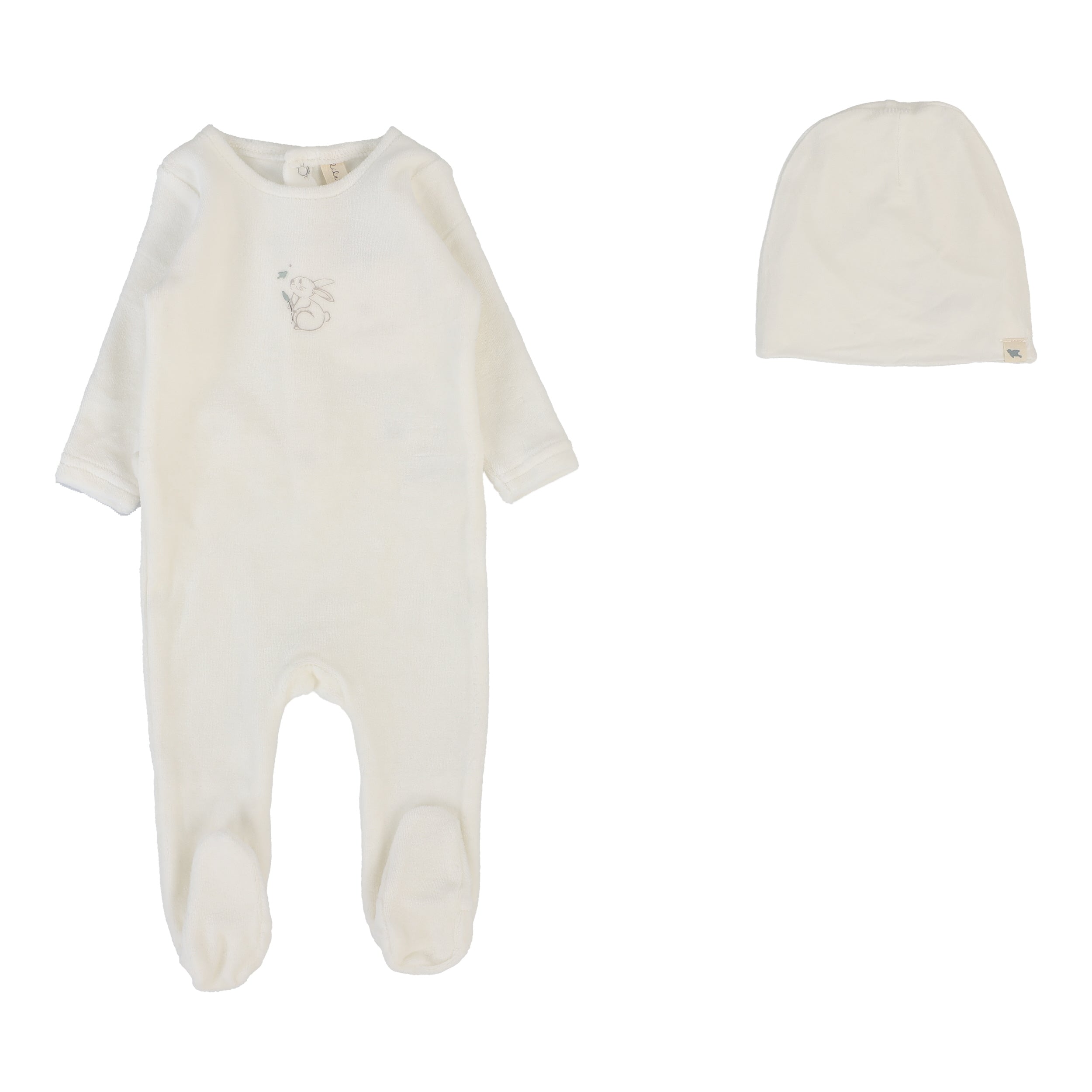 Velour Forest Graphic Footie Set  - Winter White/Oat