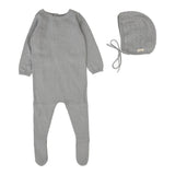 Dotty Knit Footie Set - Light Blue