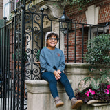 Patch Sweatshirt-Off Blue