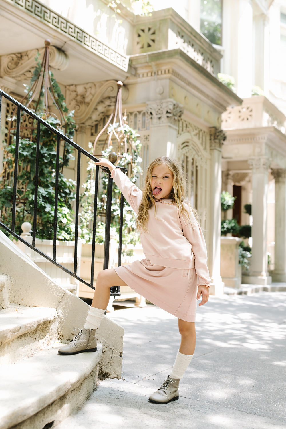 Wash Girls Sweatshirt-Dusty Pink