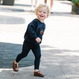 Plaid Detail Toddler Boys Sweatshirt-Navy