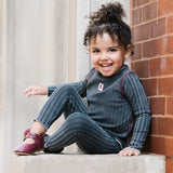 Girls Funnel Neck Set-Black Wash