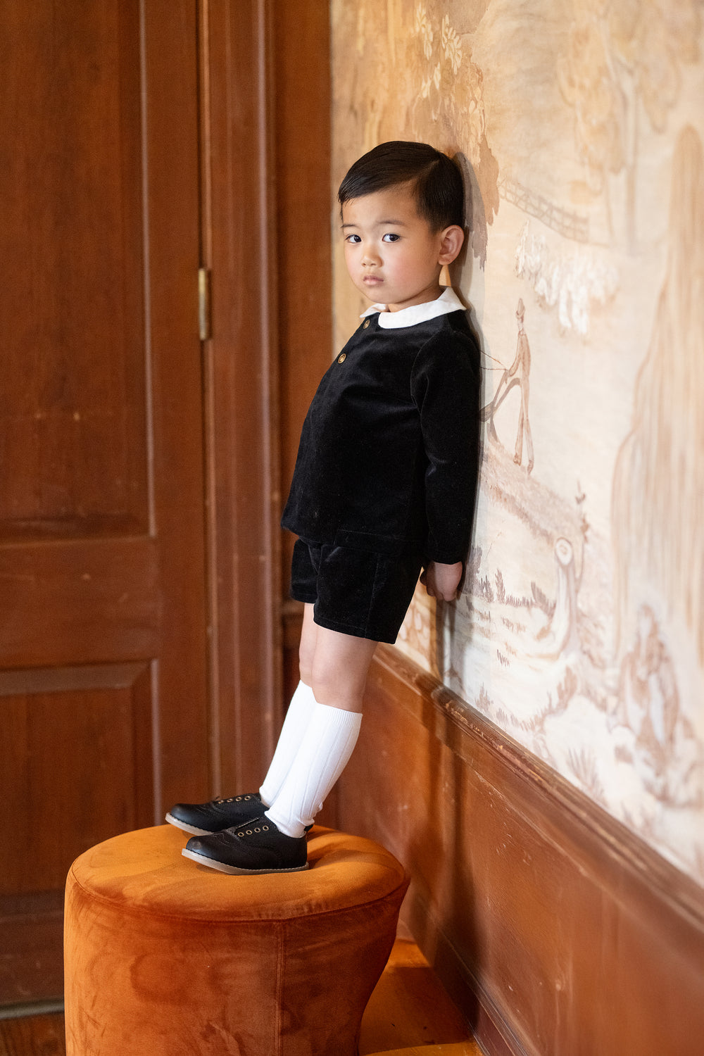 Toddler Velvet Blazer-Black