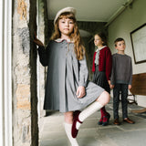 Crochet Collar Dress-Mid Grey