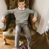 Plaid Pants-Mid Grey Windowpane