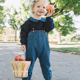 Knit Strap Bubble Suspender-Blue Denim