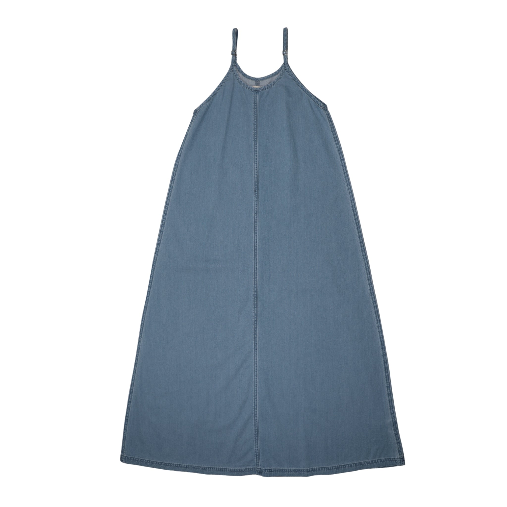 Denim Maxi Slip Dress-Blue Tencel