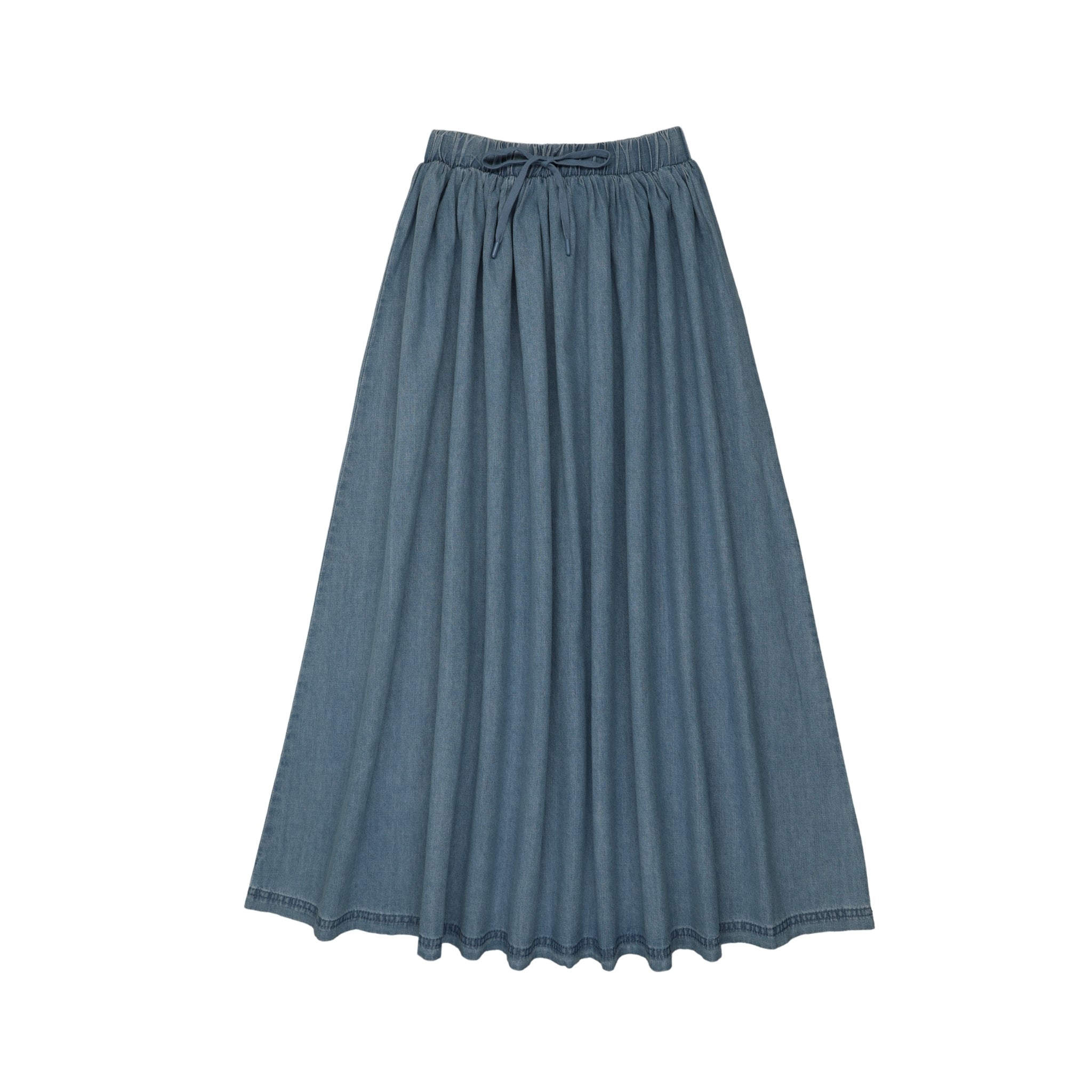Denim Drawstring Maxi-Mid Blue Wash