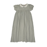 Embroidered Collar Maxi Short Sleeve-Seafoam