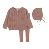 Cardigan Knit Set-Pink