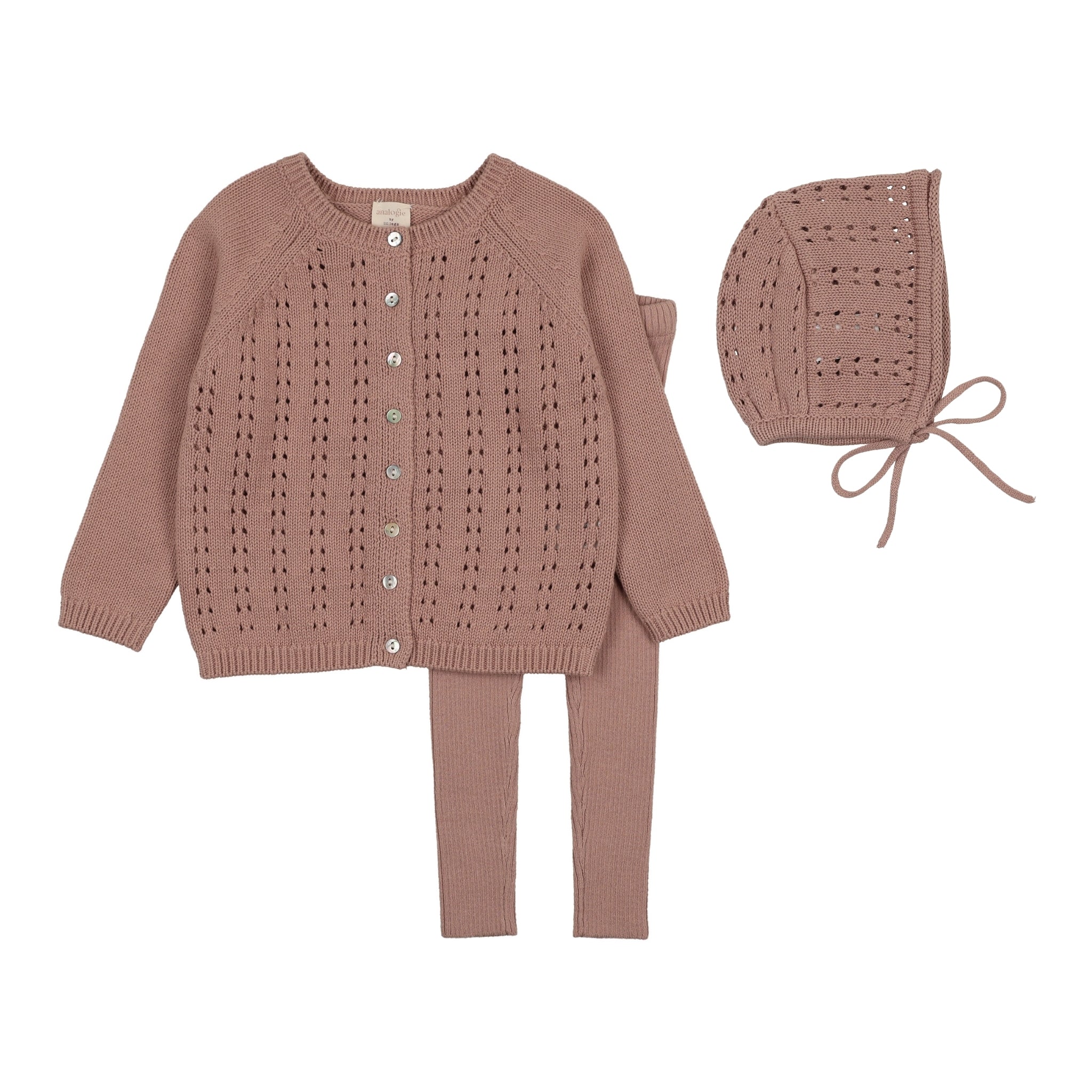 Cardigan Knit Set-Pink
