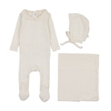 Crochet collar layette set-cream/boy