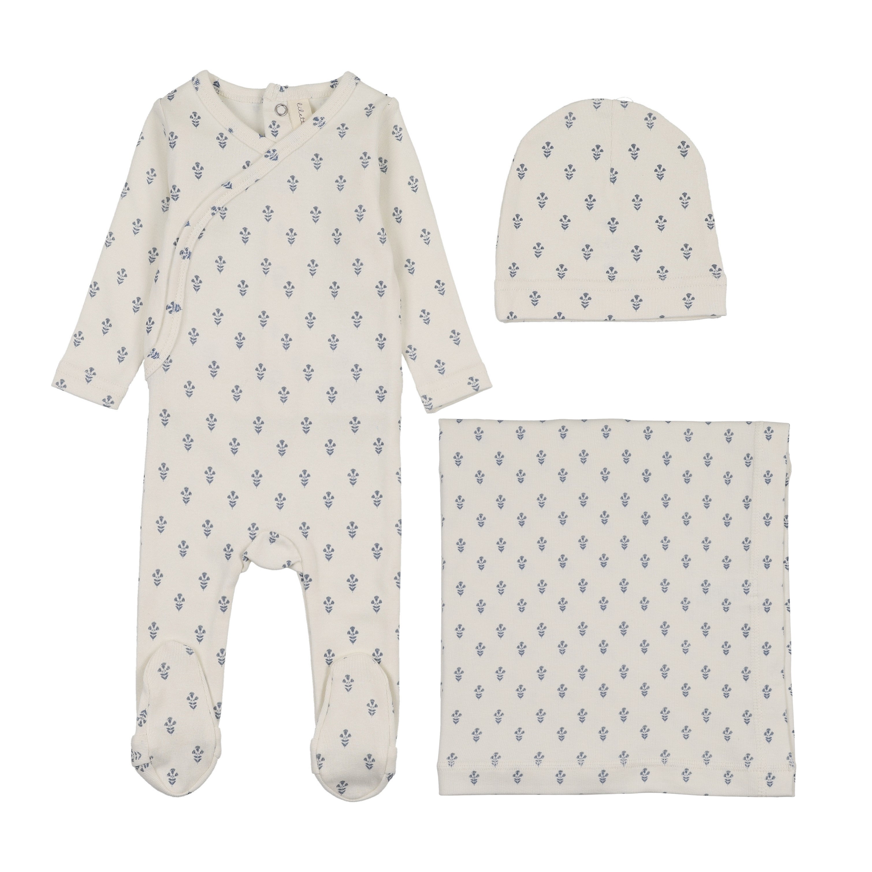 Marigold layette set-cream/blue