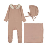 Le bebe pointelle layette set-dusty pink