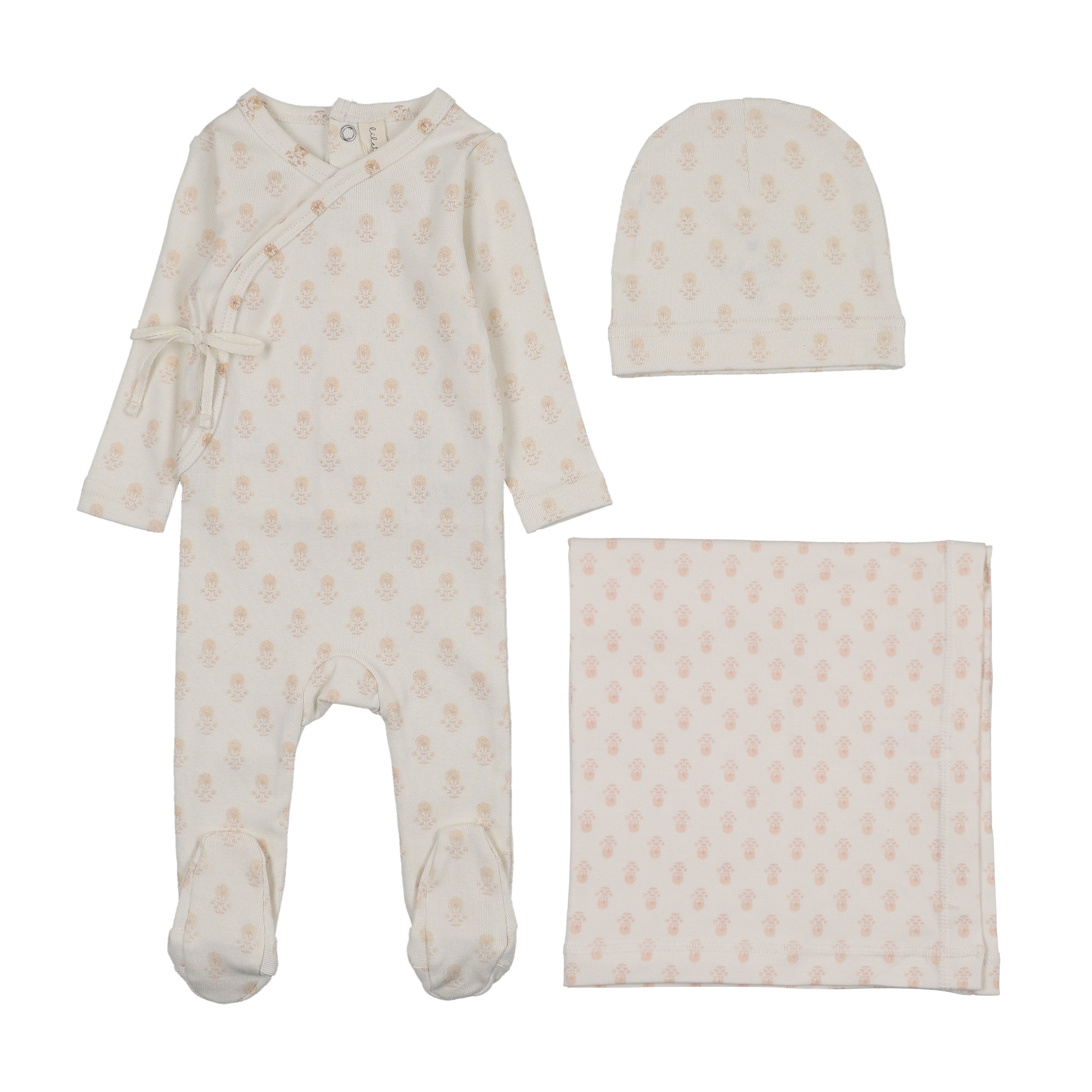 Marigold layette set-cream/pink