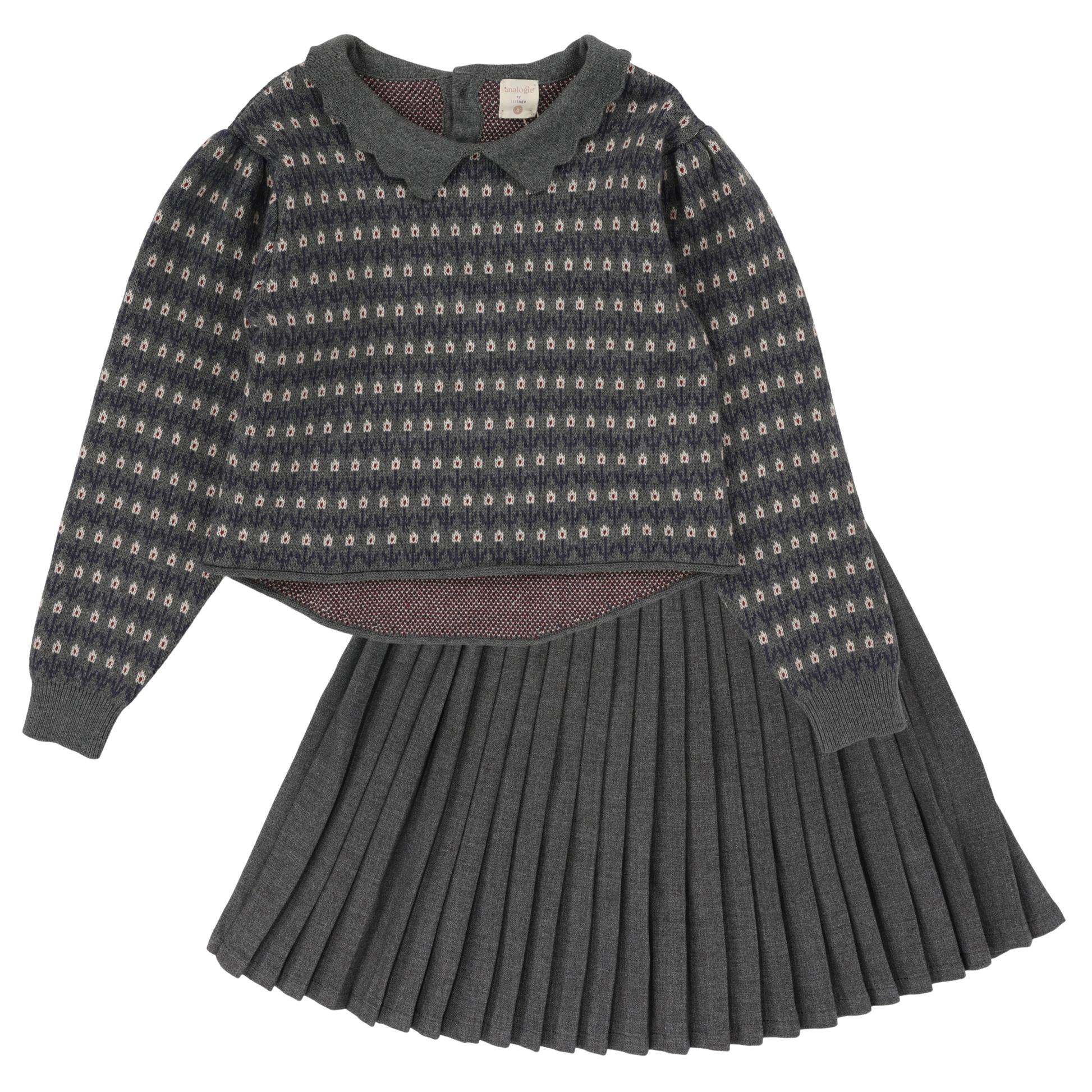 Grey Multiknit Skirt Set