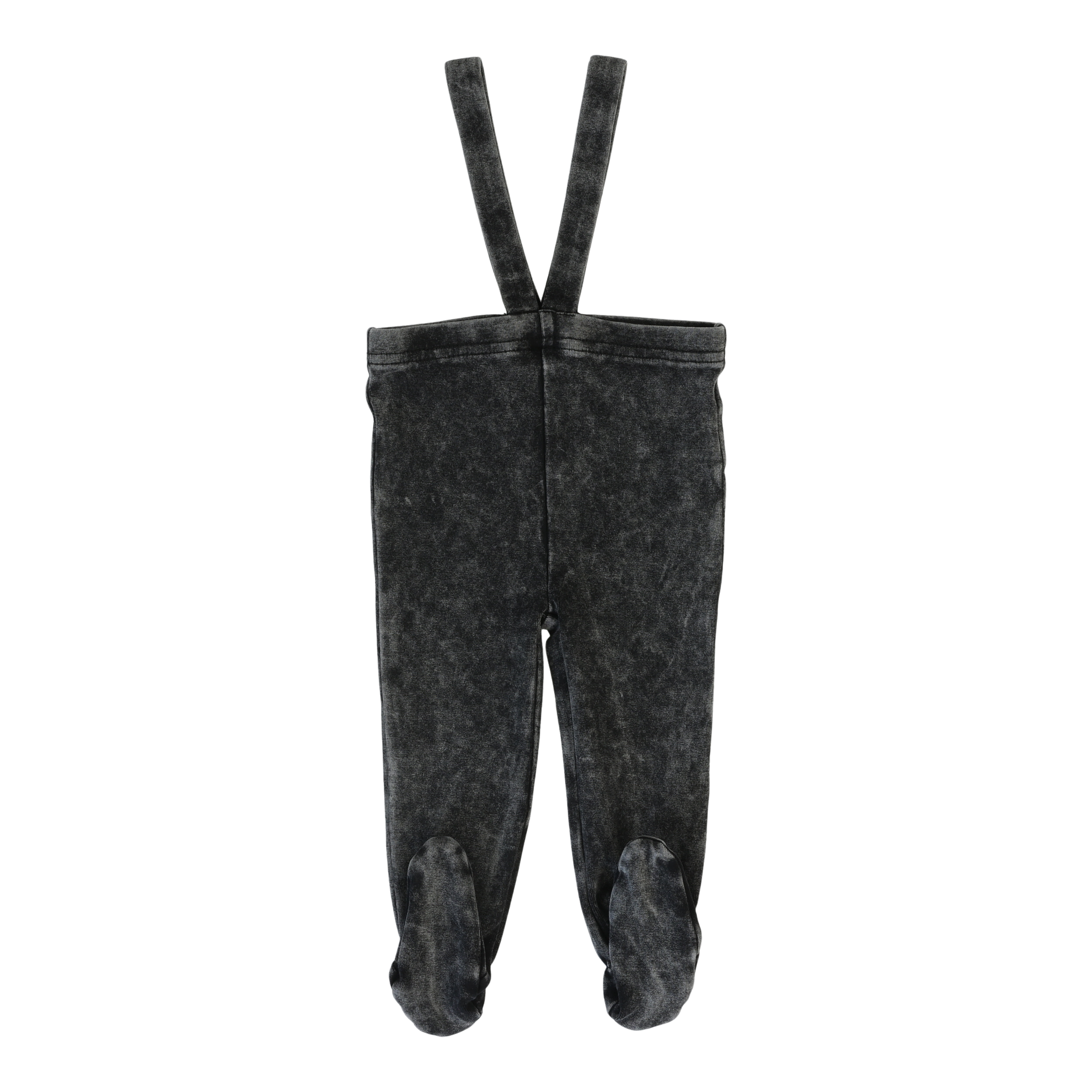 Denim Wash Suspender Leggings - Black Wash
