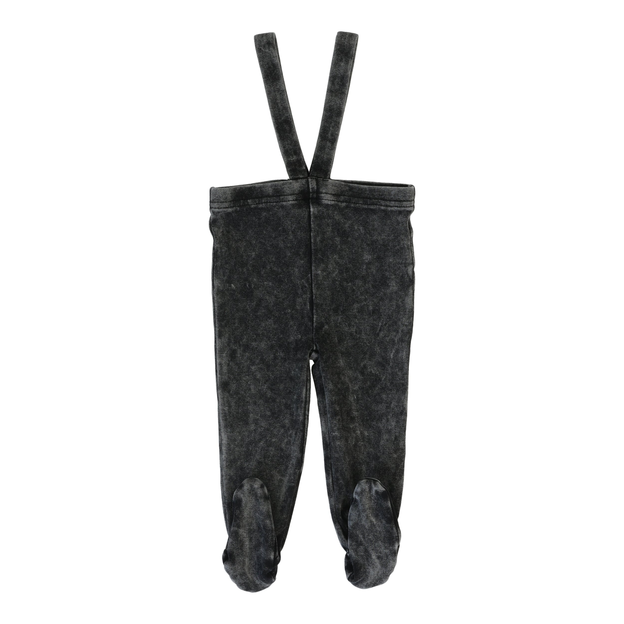 Footed Suspender Leggings - Black Wash
