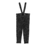 Denim Wash Suspender Leggings - Black Wash