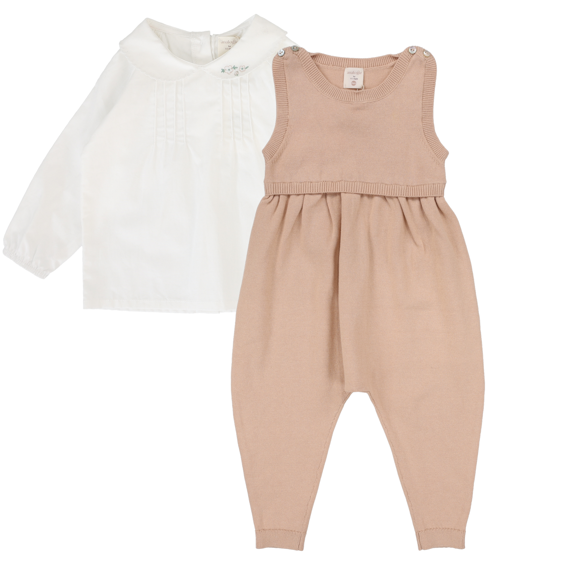 Knit Romper Blouse Set