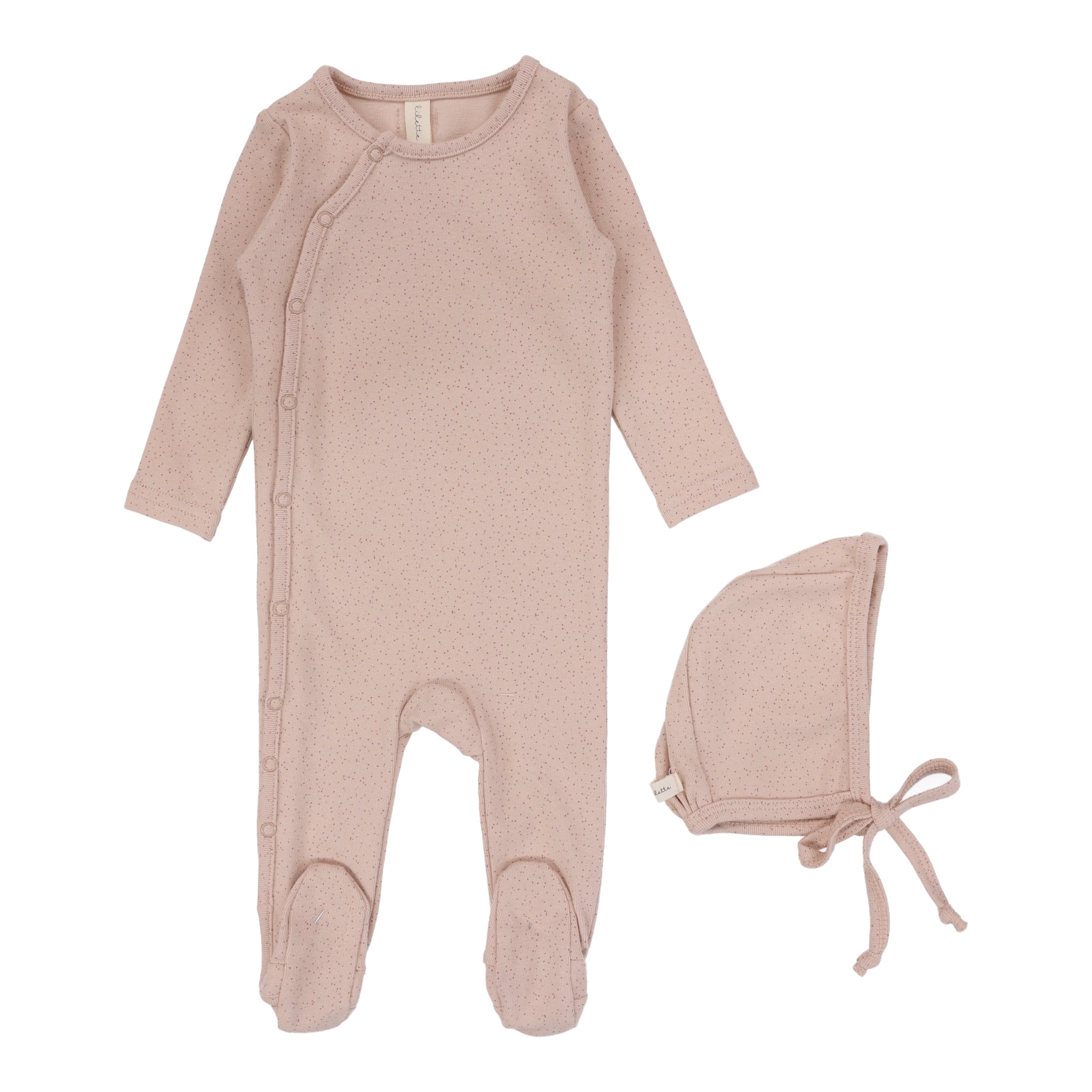 Lilette Speckled Footie & Beanie Set - Mauve Lilette Speckled Footie & Beanie Set - Mauve