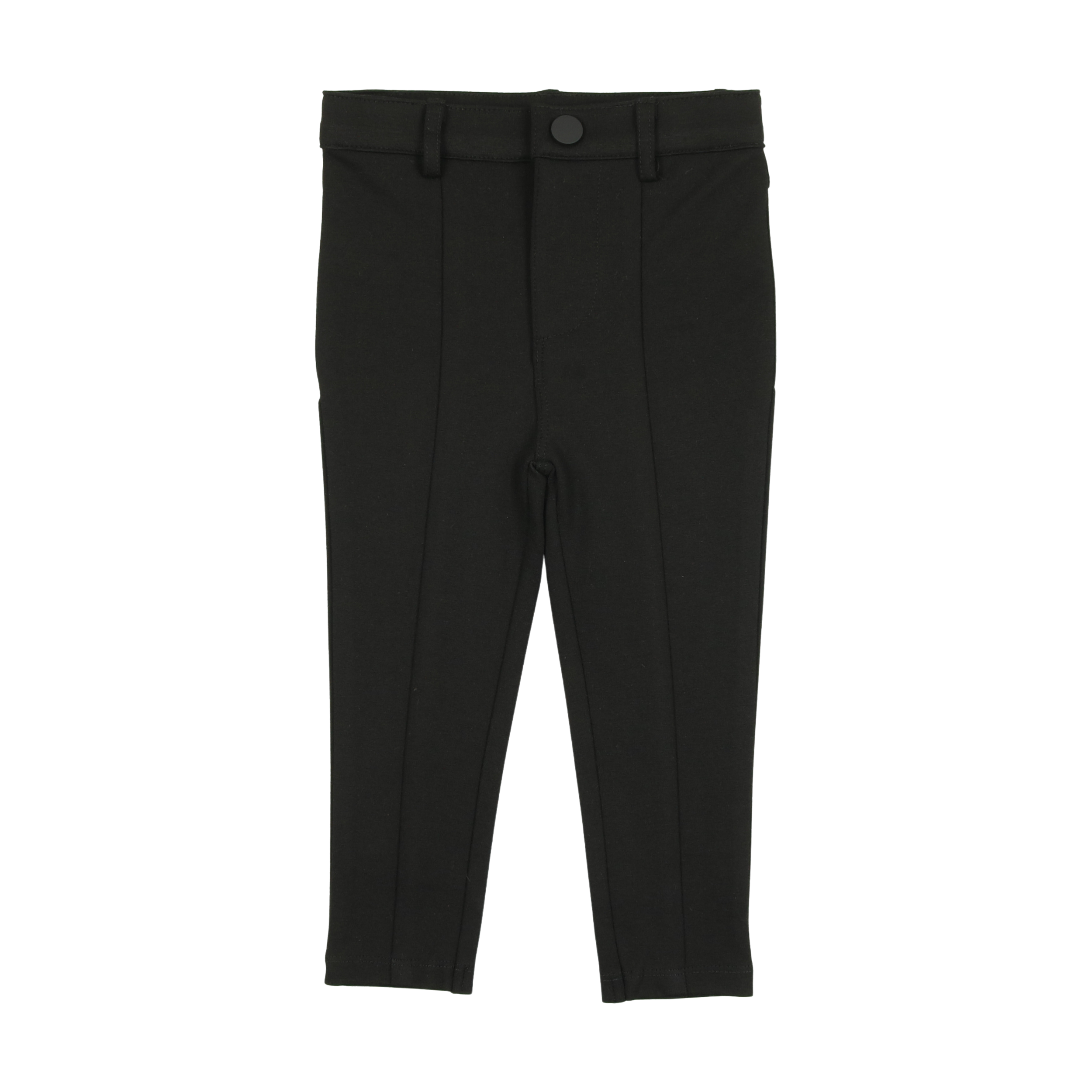 Basic Knit Stretch Pants With Seam - Black